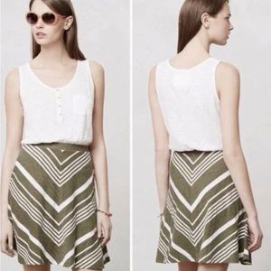 Anthropologie Boho Henley Dress Womens Medium White Green